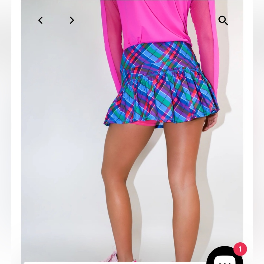 The Bubble LifeStyle Lawley Skirt | Skort Blue Pink Plaid Size Medium